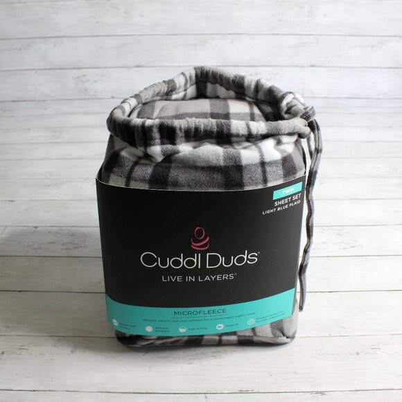 Cuddl Duds Sheet Set Twin Size Plaid Microfleece - Picture 2 of 6